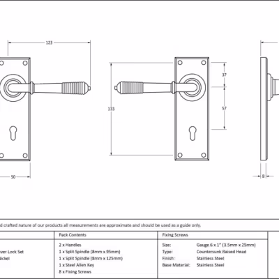 Polished Nickel Reeded Lever Lock Set - Image 3