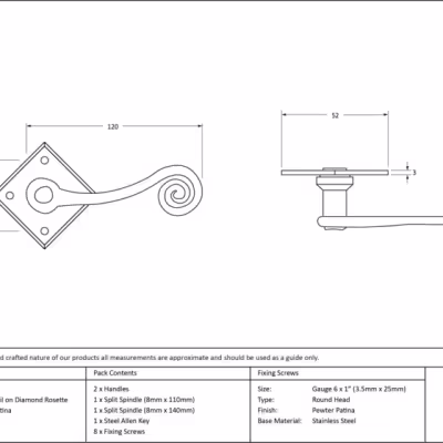 Pewter Monkeytail Lever Lock Set - Image 3