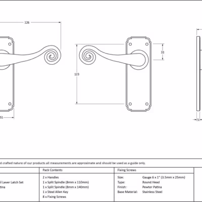 Pewter Monkeytail Lever Latch Set - Image 7