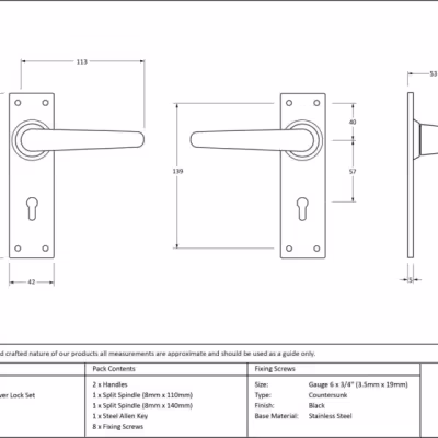 Black Deluxe Lever Lock Set - Image 3