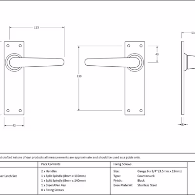 Black Deluxe Lever Latch Set - Image 4