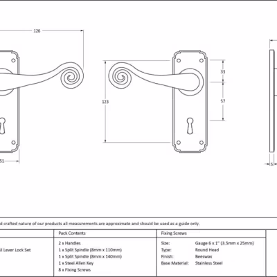 Beeswax Monkeytail Lever Lock Set - Image 4