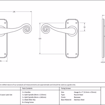 Beeswax Monkeytail Lever Latch Set - Image 5
