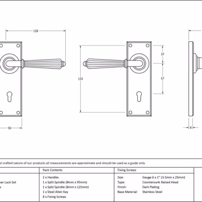 Aged Brass Hinton Lever Lock Set - Image 3
