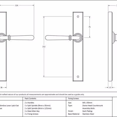 Aged Bronze Newbury Slimline Lever Latch Set - Image 4