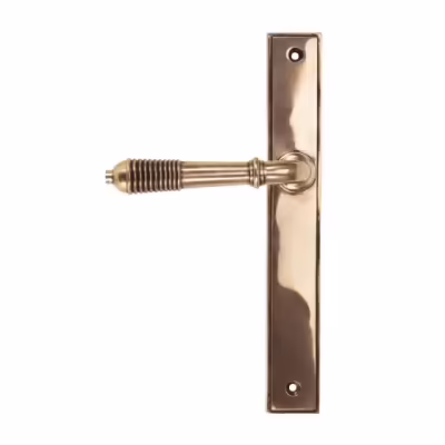 Polished Bronze Reeded Slimline Lever Latch Set