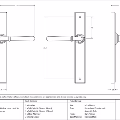 Polished Bronze Newbury Slimline Lever Latch Set - Image 3