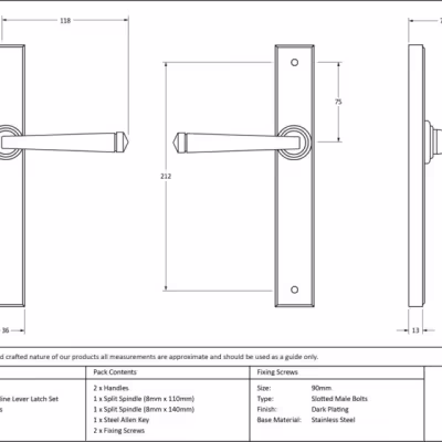 Aged Brass Avon Slimline Lever Latch Set - Image 4
