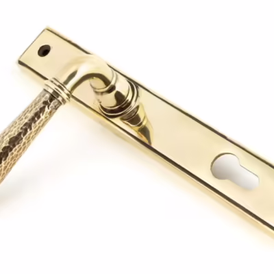 Aged Brass Hammered Newbury Slimline Espag. Lock Set - Image 3