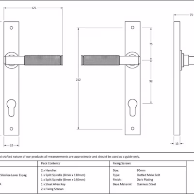 Aged Brass Brompton Slimline Lever Espag. Lock Set - Image 3