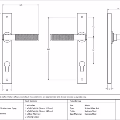 Polished Chrome Brompton Slimline Lever Espag. Lock Set - Image 5
