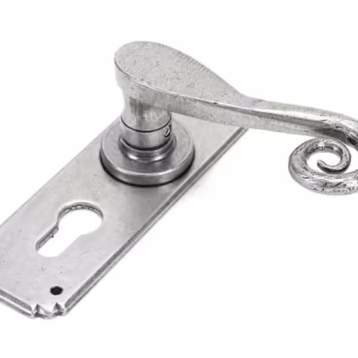 Pewter Monkeytail Lever Euro Lock Set - Image 3