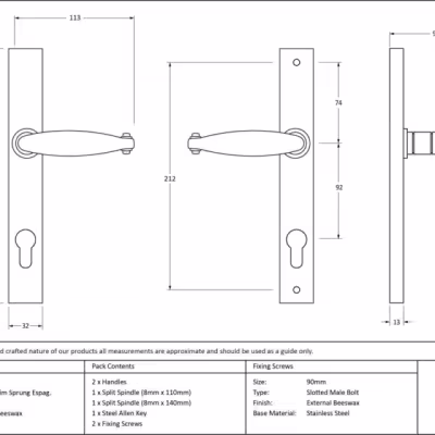 External Beeswax Cottage Slimline Lever Espag. Lock Set - Image 5
