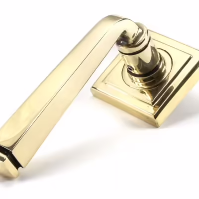 Aged Brass Avon Round Lever on Rose Set (Square)