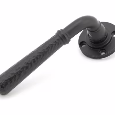 Matt Black Hammered Newbury Lever on Rose Set (Art Deco) - Image 3