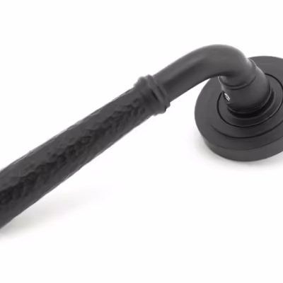 Matt Black Hammered Newbury Lever on Rose Set (Art Deco)