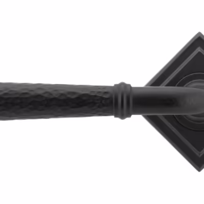 Matt Black Hammered Newbury Lever on Rose Set (Square) - Image 3
