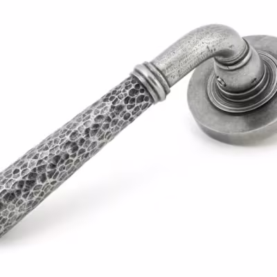 Pewter Hammered Newbury Lever on Rose Set (Plain)