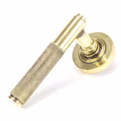 Aged Brass Brompton Lever on Rose Set (Plain) - Image 1