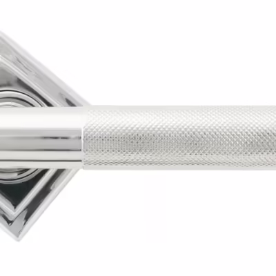 Polished Chrome Brompton Lever on Rose Set (Square) - Image 3