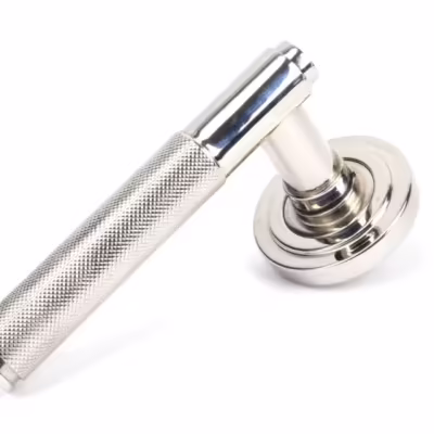 Polished Nickel Brompton Lever on Rose Set (Art Deco)