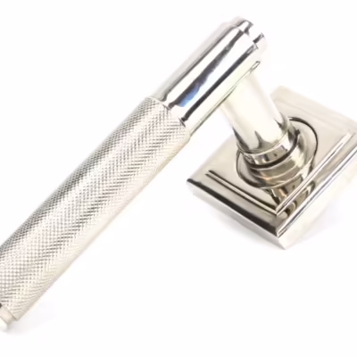 Polished Nickel Brompton Lever on Rose Set (Square)