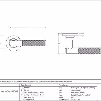 Black Brompton Lever on Rose Set (Plain) - Image 4