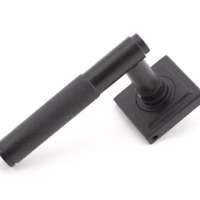Matt Black Brompton Lever on Rose Set (Square)