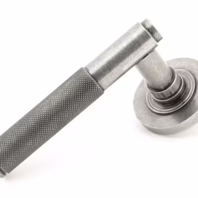 Pewter Brompton Lever on Rose Set (Plain)