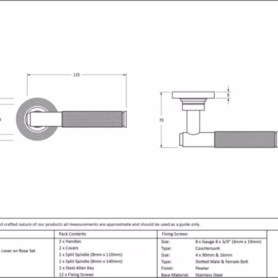 Pewter Brompton Lever on Rose Set (Beehive) - Image 4