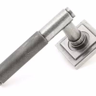 Pewter Brompton Lever on Rose Set (Square)