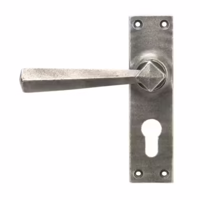 Antique Pewter Straight Lever Euro Lock Set