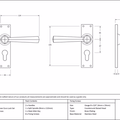 Polished Brass Straight Lever Euro Lock Set - Image 4
