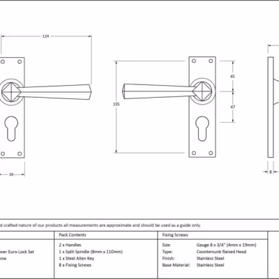 Satin Chrome Straight Lever Euro Lock Set - Image 4