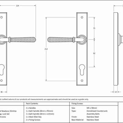 Polished Chrome Hammered Newbury Slimline Espag. Lock Set - Image 8