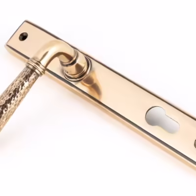 Polished Bronze Hammered Newbury Slimline Espag. Lock Set - Image 3