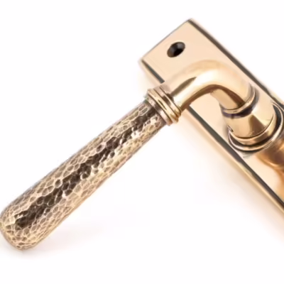 Polished Bronze Hammered Newbury Slimline Espag. Lock Set - Image 4