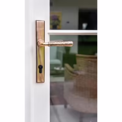 Polished Bronze Hammered Newbury Slimline Espag. Lock Set - Image 10