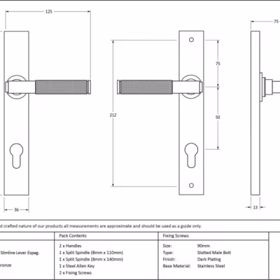 Polished Bronze Brompton Slimline Espag. Lock Set - Image 7