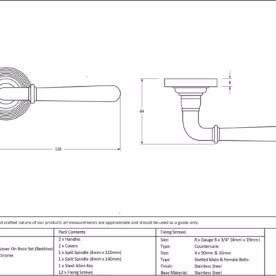 Polished Chrome Newbury Lever on Rose Set (Beehive) - Image 4