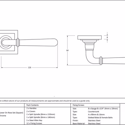 Polished Chrome Newbury Lever on Rose Set (Square) - Image 4