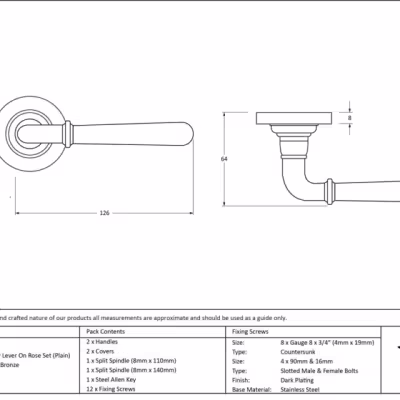 Polished Bronze Newbury Lever on Rose Set (Plain) - Image 4