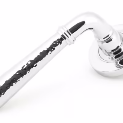 Pol. Chrome Hammered Newbury Lever on Rose Set (Plain)
