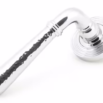 Pol. Chrome Hammered Newbury Lever on Rose Set (Beehive)