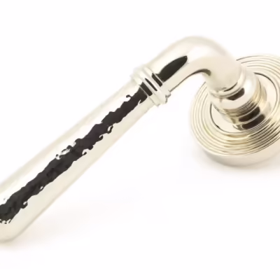 Pol. Nickel Hammered Newbury Lever on Rose Set (Beehive)