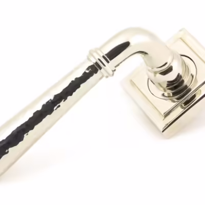 Pol. Nickel Hammered Newbury Lever on Rose Set (Square)