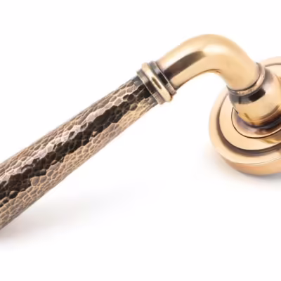 Pol. Bronze Hammered Newbury Lever on Rose Set (Art Deco)
