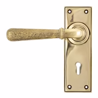 Aged Brass Hammered Newbury Lever Lock Set