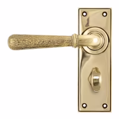 Aged Brass Hammered Newbury Lever Bathroom Set