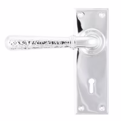 Polished Chrome Hammered Newbury Lever Lock Set